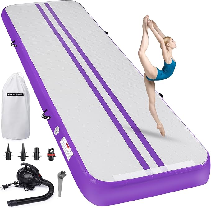 Inflatable Air Gymnastics Mat 10ft/13ft/16ft Tumbling Mats Training Mat Tumble Track Mats with Electric Air Pump for Home/Gym/Cheerleading/Beach/Outdoor Exercise (4 inches Thick)