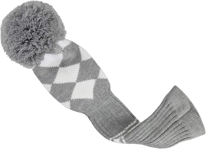 Scott Edward Knit Golf Club Cover with a Pom Set of 5 Head Covers Protect Driver Wood(460cc) 1 Fairway Wood2 and Hybrid/UT2 with Rotating Club Number Tags