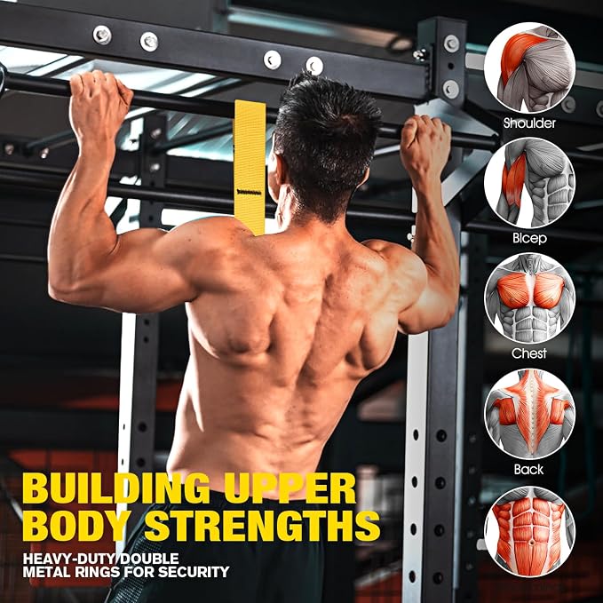 Ayombo Pull Up Assistance Bands, Resistance Bands for Pull Up Bar Workout, Adjustable Heavy Duty Pull Up Assist Equipment with 4 Assistance Bands, Home Gym Fitness Exercise Strength Training