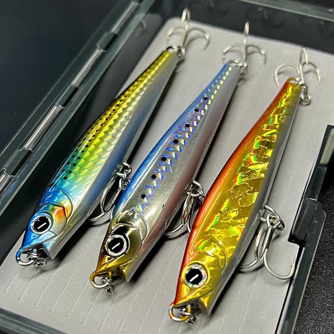 Ocean Fishing Minnow Lures 3pcs | High-Index Plastic Jerkbait Swimbaits for Bass & Trout