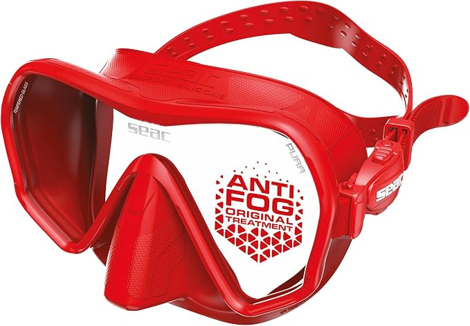 SEAC Pura – Frameless Single-Lens Silicone Diving Mask | Antifog Low Volume Mask for Diving and Snorkeling with 3D Buckle
