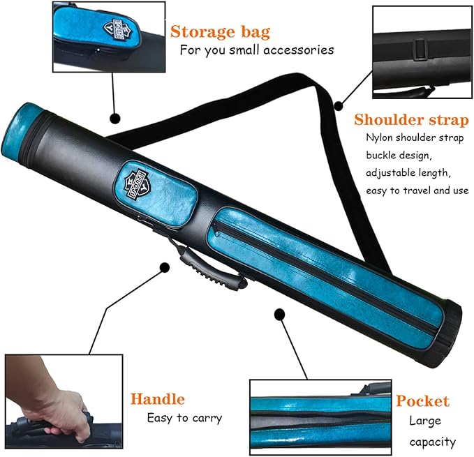 2x2 Hard cue case Oval Pool Cue Billiard Stick Carrying Case