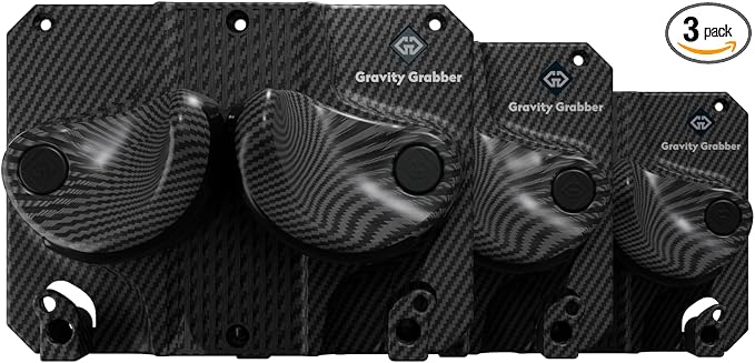 Gravity Grabber, The OG - Ski & Snowboard Wall Mount, Indoor Garage & Home Storage Organizer, Damage-Free Grip, Holds Skis/Boards/Poles/More, Space-Saving Premium Gear Rack, (Carbon 3-Pack)