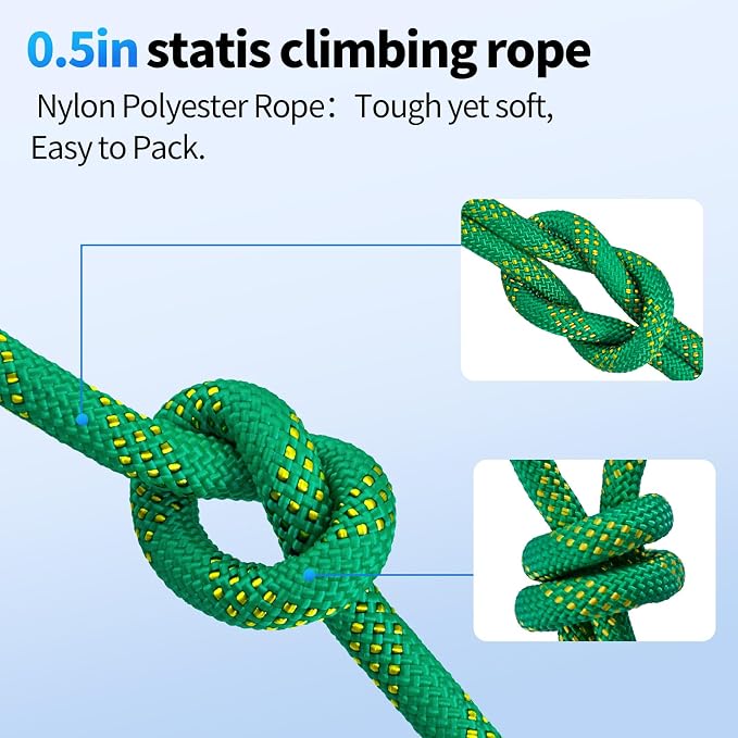 150Ft 1/2 Inch Heavy Duty Climbing Rope - for Tree Swing, Pulling, Outdoor & Gym Use (Green)
