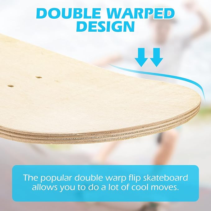 Meooeck Blank Skateboard Decks Bulk 7.9 x 31 Inch Natural 7 Layer Wooden Double Tail Plain Skate Decks for Replacement Art Painting Home Decor