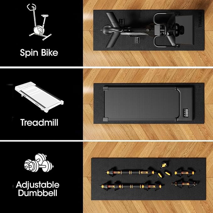 Treadmill Mat for Carpet & Hardwood Floors, 68" x 24", 1/4" Thick Under Treadmill and Walking Pad Mat, Non-Slip Exercise Equipment Mat for Bike, Noise & Shock Absorbing