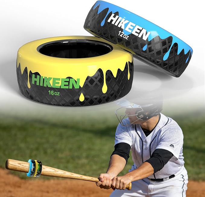 Hikeen Baseball and Softball Bat Weights - 12oz & 16oz Baseball Drip Bat Donut for Swing Training, Fits Most Youth and Adult Bat
