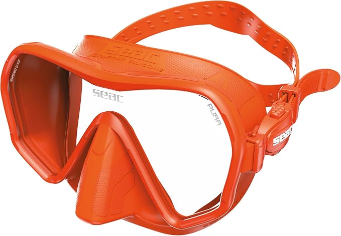 SEAC Pura – Frameless Single-Lens Silicone Diving Mask | Antifog Low Volume Mask for Diving and Snorkeling with 3D Buckle