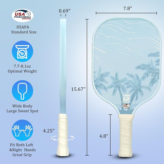 GARYE Pickleball Paddles Set of 2 or 4, USAPA Approved Carbon Fiber Pickleball Set, Lightweight Pickle Ball Rackets 2 Pack with 6 Balls, 1 Bag, Pair of Grip Tapes, Pickle Ball Paddle for Men and Women