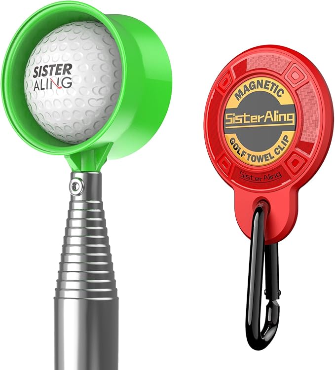 Water Telescopic Golf Ball Retriever and Magnetic Clip for Golf Towel