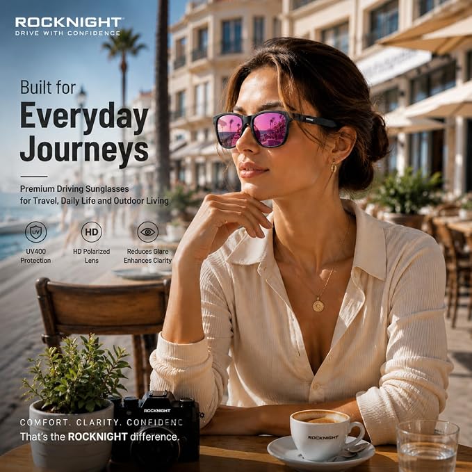 ROCKNIGHT Polarized Driving Sunglasses with Spring Hinges