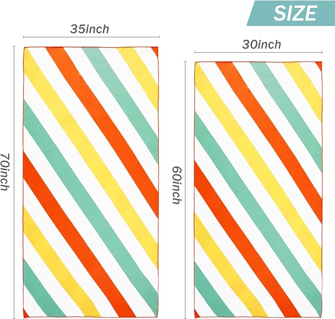 Whale Flotilla 2 Pack Large Quick Dry Beach Towel (30"x60"), Microfiber Sand-Free Beach Towel Set, Super Absorbent Compact Pool Travel Accessories, Red and Yellow
