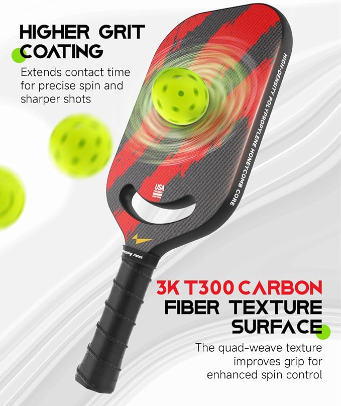 Warping Point Ascent Pickleball Paddles| Carbon Fiber Pickleball Racket with Aero Throat | Textured Grit Surface | Hexa Polymer Core | Designed for Swing Speed and Maneuverability