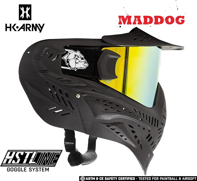 Maddog HK Army HSTL Paintball Airsoft Mask Goggle System | Replaceable Thermal Dual-Pane Anti Fog Lens | Adjustable Full-Face Safety Certified Protection