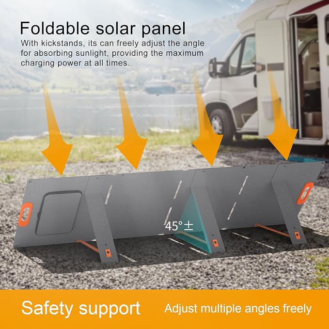 EYONGPV 200W Portable Solar Panel, 26% HPBC Cells, Foldable Solar Charger, 15ft (4.5m) Cable, 30A Anderson Output, IP65 Waterproof for RV Camping, for EcoFlow, Anker, Jackery, Bluetti Power Station