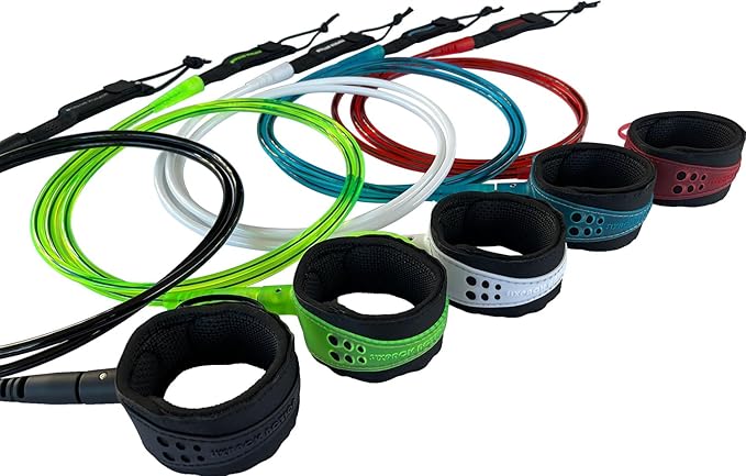 SIXPACK ACTION Pioneering Surf Leash, 5ft/6ft/7ft/8ft/9ft Comp Pro Surfboard Leash with 360-Degree Integral Molding Cuff Providing Maximum Durability, Flexibility and Comfort