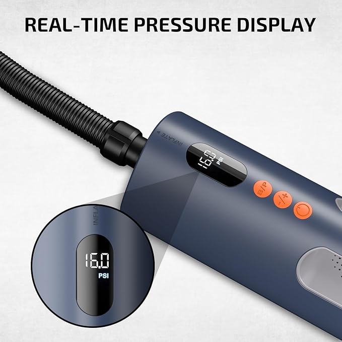 Swonder SeaFalcon Paddle Board Pump, 5200mAh Rechargeable High-Pressure Electric Air Pump with Removable Battery, Portable 3-in-1 Air Inflator with Power Bank & Camping Light