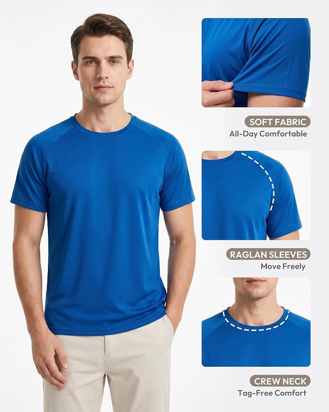 Workout Shirts for Men Short Sleeve Quick Dry Athletic Gym Active T Shirt Moisture Wicking