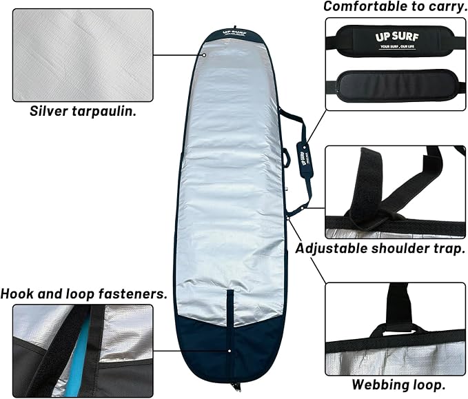 UP SURF Surfboard bag, Daylight Bags for Longboard, Size 8’6”,9’2”,9’6", Surfboard cover for Storage and Transport Surfboard