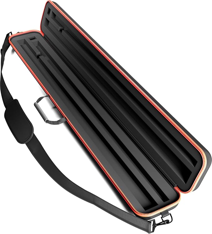 Casemaster Parallax Pro 2x2 Pool Cue Case, Holds 2 Butts and 2 Shafts, Foam-Padded Pool Stick Case, Water-Resistant 600D Oxford Fabric, Lightweight with Accessory Pocket