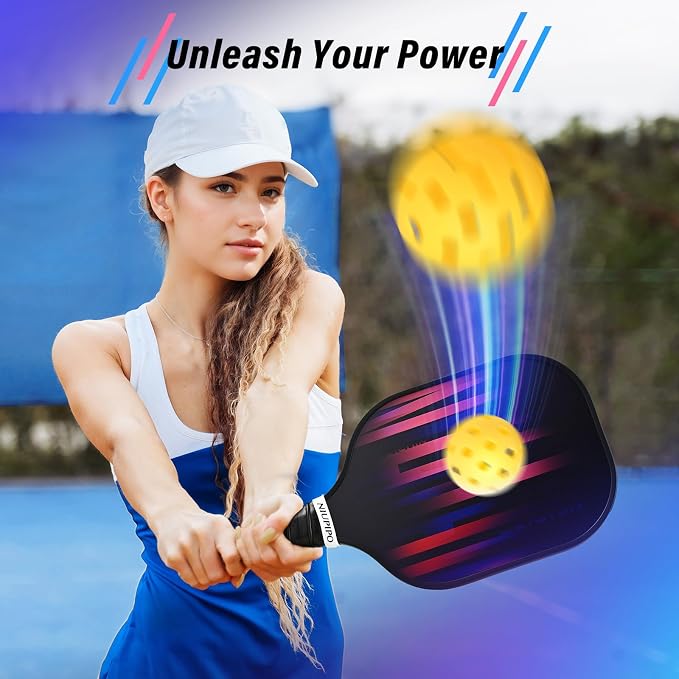 niupipo Pickleball Paddles Set of 2/4/1, USAPA Approved Carbon Fiber & Fiberglass Hybrid, Easy Power, Polypropylene Honeycomb Core, Cushioned 4.72" Grip, Bag/Cover, Pickleball Paddle Set for Men Women