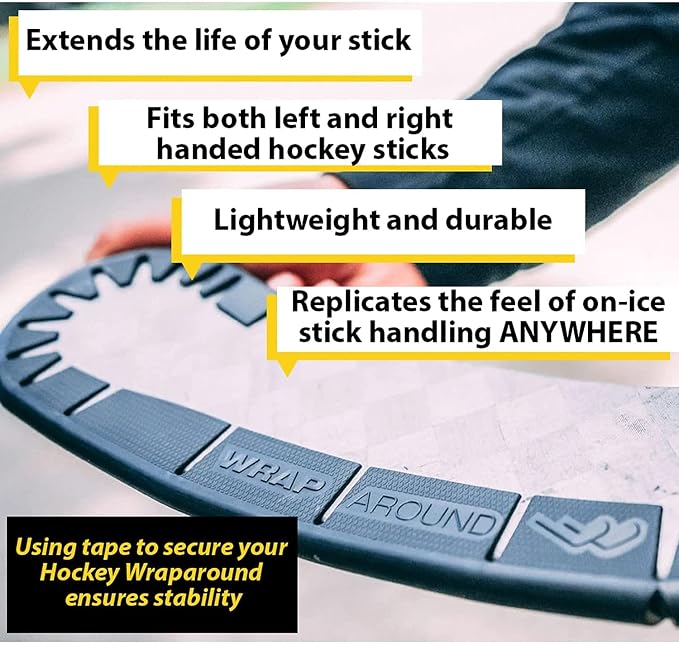 Wraparound Hockey Stick Blade Protector for Off Ice Training, Street Hockey – Long Lasting – Cuts to Fit Kids, Intermediate, Senior Sticks – Training Equipment, Accessories, Gear