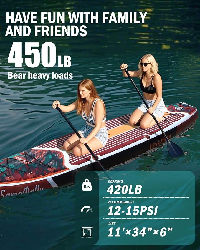 Inflatable Stand Up Paddle Board - Ultra Stable Wide Paddle Boards of All Skill Levels, Full-Color Gradient Design, Anti-Slip EVA Deck with Premium Accessories