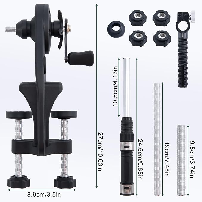 Goture Fishing Line Spooler for Fishing Reel, Fits Spools up to 5.9 in Fishing Spooler, Available in Two Lengths Fishing Reel Line Spooler, Adjustable Friction Machine Spooling Station System