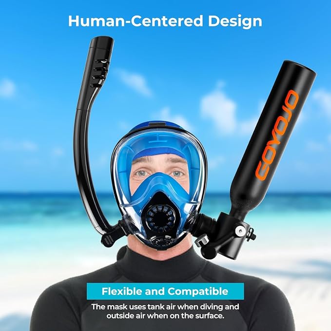GOYOJO Mini Scuba Tank with DOT Certified, Portable Scuba Diving Kit with Optional Snorkel Mask Combo, Refillable Emergency Backup Pony Bottle for Snorkeling, Underwater Breathing, Training