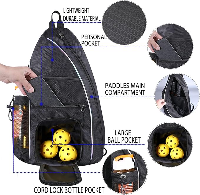 Pickleball Bag - Pickleball Bags for Women Men - Pickleball Backpack - Travel Pickleball Paddle Case, Pickle Ball Bag for Pickleball Paddle Tennis Racket, Protable Pickleball Sling Bag
