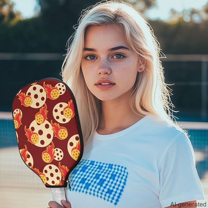 Pico Ball Flame Pickleball Paddle Cover Lightweight Pickle Ball Racket Case with Smooth Zipper 8.7 X 11.4 Inch Racket Sleeve Stylish Pickleball Covers for Paddles Gift for Women Men