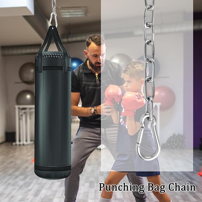 4 Pack 25in Hanging Swing Chain with 4 Carabiners, 440LB Capacity Hanging Kits Heavy Duty Hanging Chair Hardware for Hammock Swing Hanging Chair Punching Bags Sandbag Indoor Outdoor Yoga Gym (Silver)