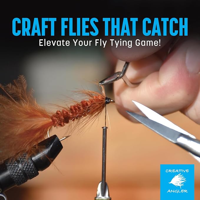 CREATIVE ANGLER Deluxe Fly Tying Kit - Complete Tools Kit, Ideal for Beginners and Pros, Includes Feathers, Vice, Bobbin, Rotary Tool