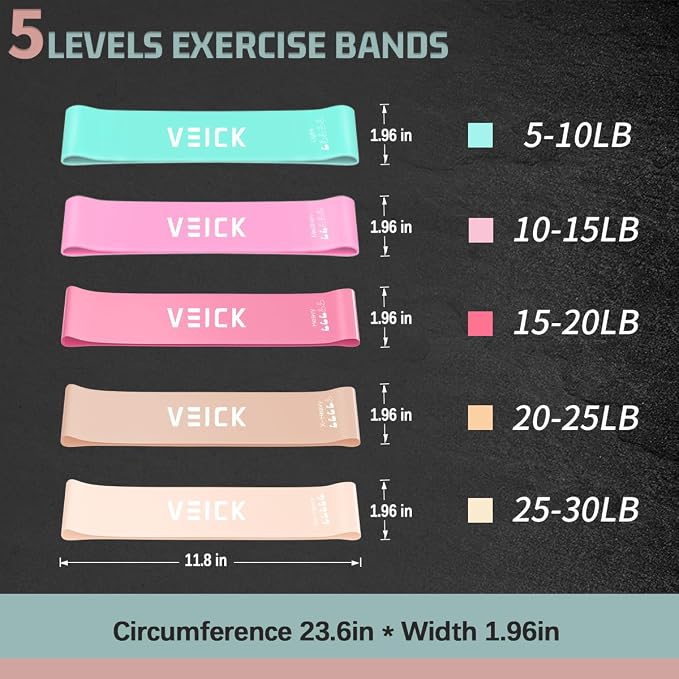 VEICK Resistance Bands Set, 10-150 LBS Stackable Exercise Bands with Handles, Ankle Straps & Door Anchor, Workout Bands for Home Gym, Yoga, Pilates, Physical Therapy for Men Women