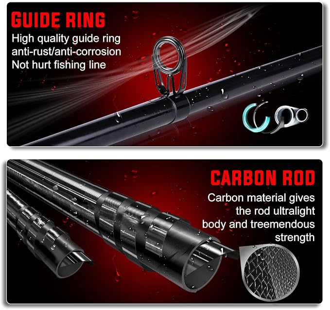 Sougayilang Fishing Pole with Spinning Reel Portable Fishing Rod Reel Combos