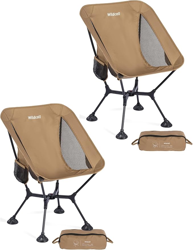WildCall Lightweight Folding Camping Chair Quick Setup Frame Beach Chair Compact Backpacking Chair with Anti-Sink Feet
