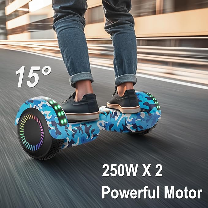 Kids Scooter with Bluetooth Speaker & Corlorful LED Lights, Dual 250W Motor 7.5 Mph Speed, Gifts for All Ages