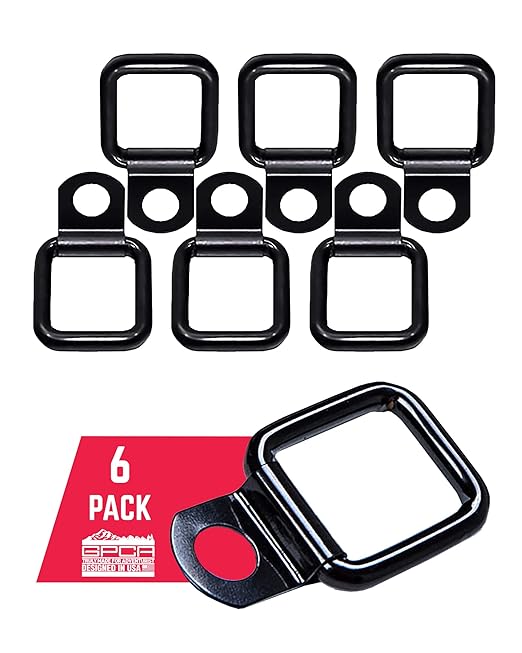 Tie Down D Ring Set, Easy-to-Install Truck Tie Downs, Compatible with Cargo Cover Mounts, Heavy-Duty Jeep Wrangler Accessories for Pickups, Trailers, Truck, Trailer, Camper, Boat & More, 6 Pack - GPCA