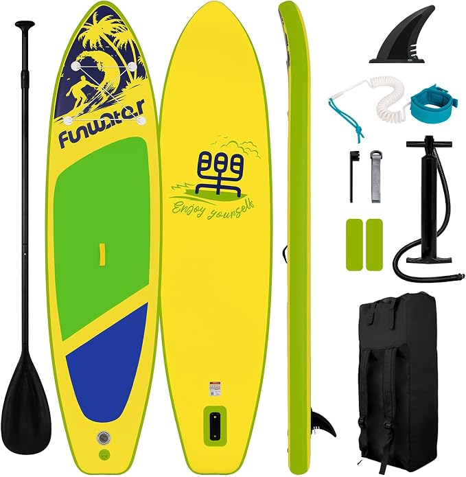 FunWater Inflatable Stand Up Paddle Board with Premium SUP Paddleboard Accessories, Anti-Slip EVA Deck, 11'6''/11'/10'6'' Paddle Boards for Adults & Youth of All Skill Levels