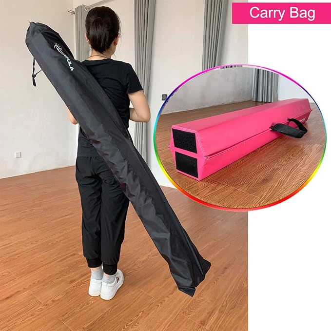 MARFULA Balance Beam - Folding Floor Gymnastics Equipment for Kids, Non Slip Base - 6 FT to 10 FT for Home Gym Use