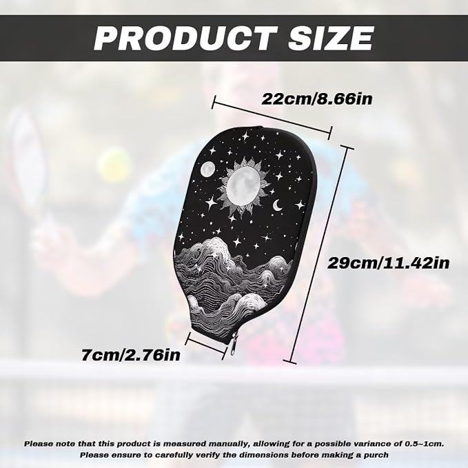 Gothic Sun Pickle Ball Racket Cover 4 Pack Universal Pickleball Covers for Paddles Racket Sleeve with Zipper Pickleball Paddle Case for Most Pickball Paddles Gifts for Friends and Family