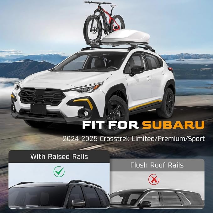 HYR Lockable Roof Rack Cross Bars Compatible with Subaru Crosstrek 2024-2025 Limited Premium Sport with Raised Side Rails (Not Fit Wilderness), Aluminum Anti-Theft Roof Rails Crossbars Rooftop