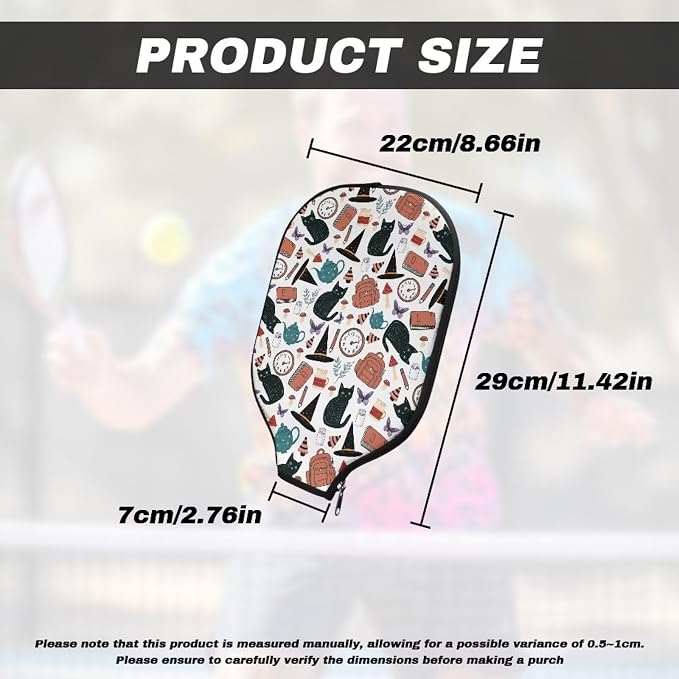 Cat Schoolbag Pickleball Paddle Neoprene Cover 1 Pcs Universal Pickle Ball Racket Case with Zipper Closure Protective Sleeve Covers for Pickleball Paddle Pickleball Accessory Bags