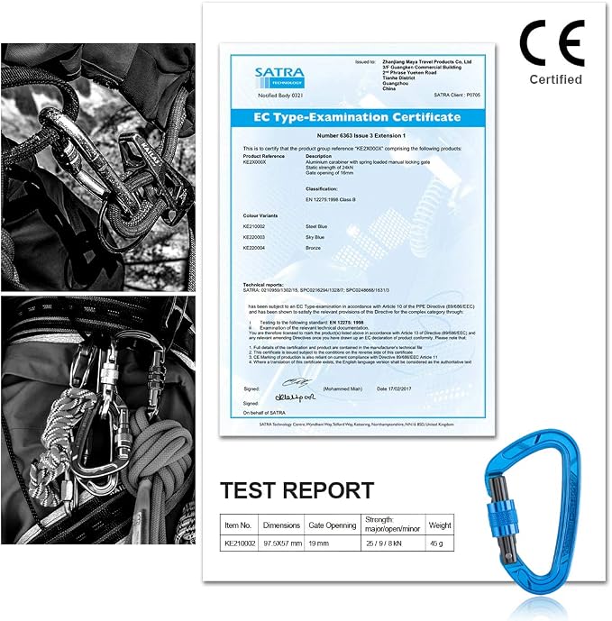 KAILAS Locking Carabiner CE Certified Oval Constructed Rock Climbing Mountaineering Rescure Standard Alumimun 25KN