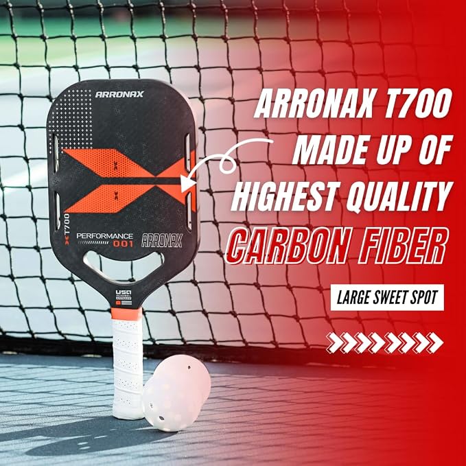 Arronax 16mm Thermoformed Carbon Fiber USA Approved XT700 Pickleball Paddle for Beginners and Seasoned Player Black