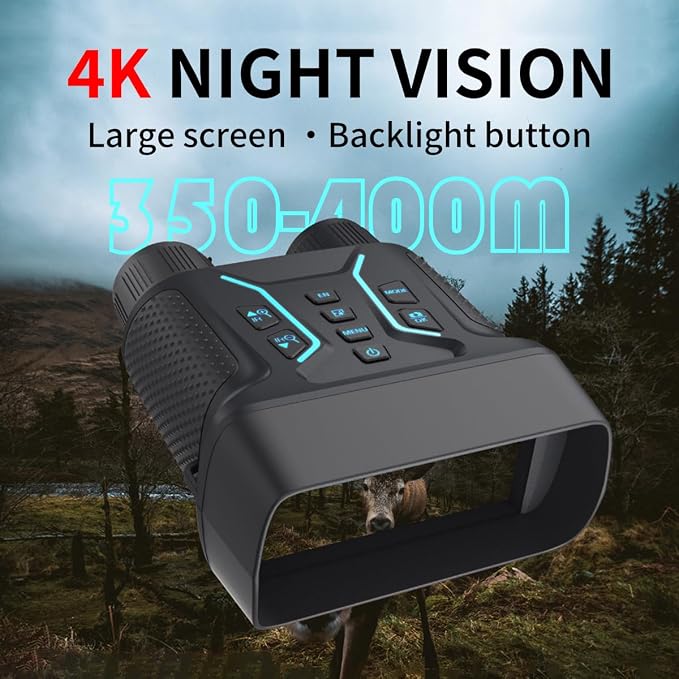 Night Vision Goggles & Night Vision Binoculars with Grip,4K UHD Video,36MP Image,4.5″HD Screen,8X Digital Zoom,400m Range–Perfect for Hunting,Camping&Wildlife Observation
