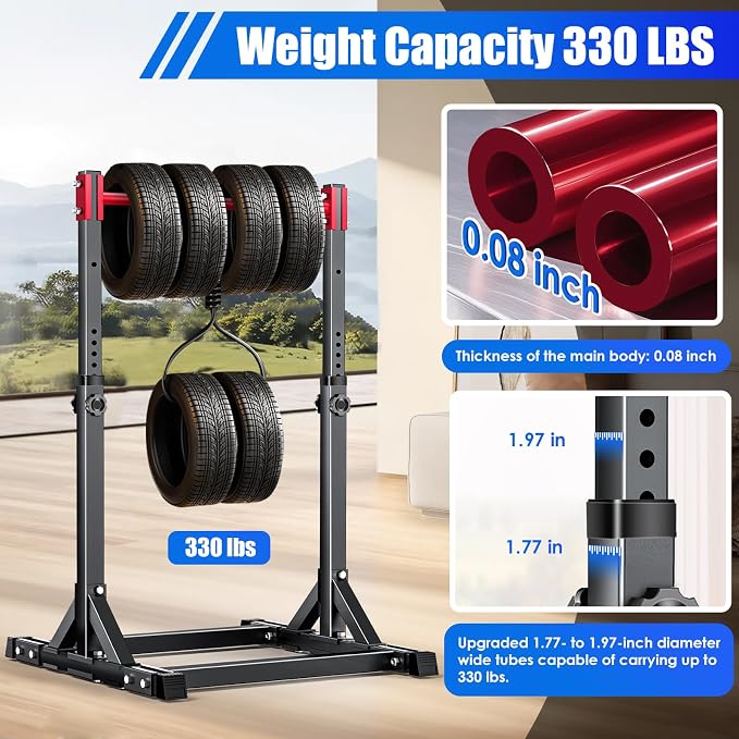 AFFLUENT Pull Up Bar Stand Free Standing Pull Up Bar Station 8 Adjustable Heights Power Tower for Home Gym Workout 330lbs Capacity