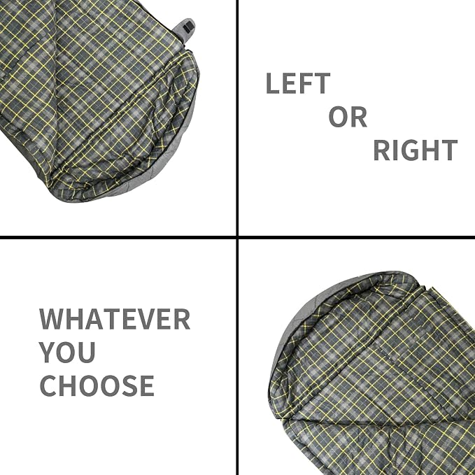 Mountainlodge 100% Cotton Shell and Lining Sleeping Bag for Adult Cold Weather with Compression Bag&Carry Bag for Camping,Travel and Car Camping