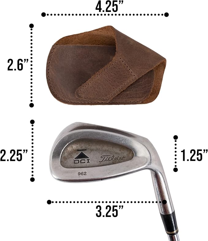 Hide & Drink, Golf Club Headcover Handmade from Full Grain Leather - Durable Iron Head Protector, Compact Accessory, Caddy, Suitable for Outdoor Use - Bourbon Brown