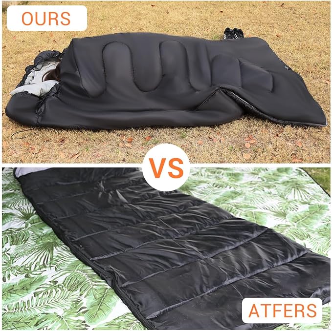 Double Sleeping Bag for Adults Camping,Bring Pillow, XL Queen Size Sleeping Bags for 2 Person Hiking Backpacking, Lightweight Waterproof with Compression Sack